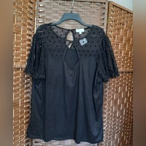 Shannon Ford New York Sheer Polka Dot Embellished Blouse Top
